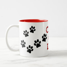 Caneca De Café Em Dois Tons Gato Louco Senhora Pawprint Design Coffee Mug