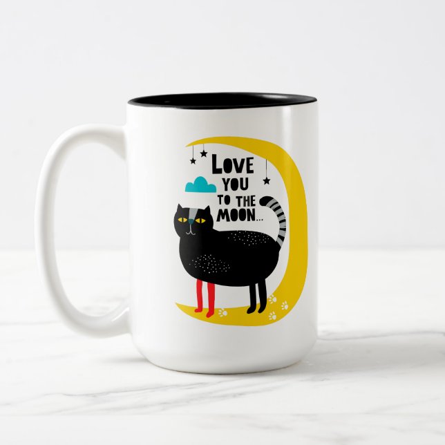 Caneca De Café Em Dois Tons Gato na lua (Esquerda)
