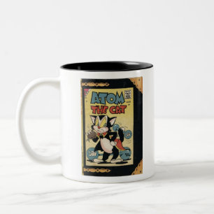 Caneca De Café Em Dois Tons Gato Negro - Cartoon de Gato Super-Herói - Átom o
