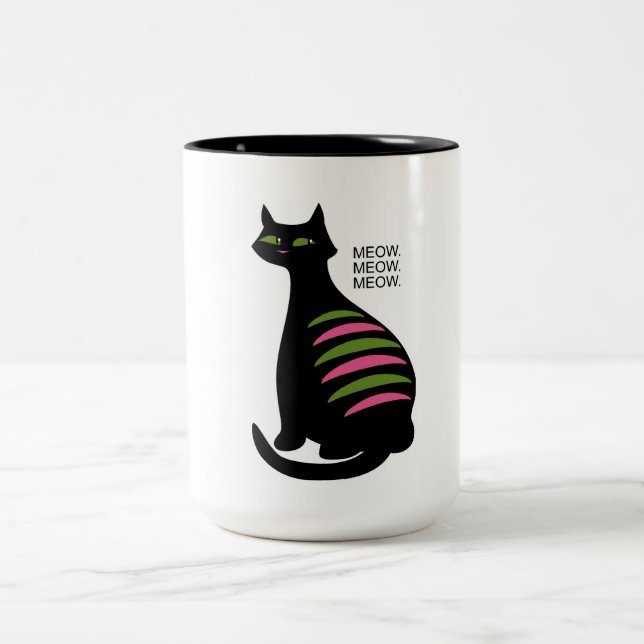 Caneca De Café Em Dois Tons Gato Negro do século médio (Centro)