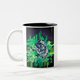 Caneca De Café Em Dois Tons Gato no jardim