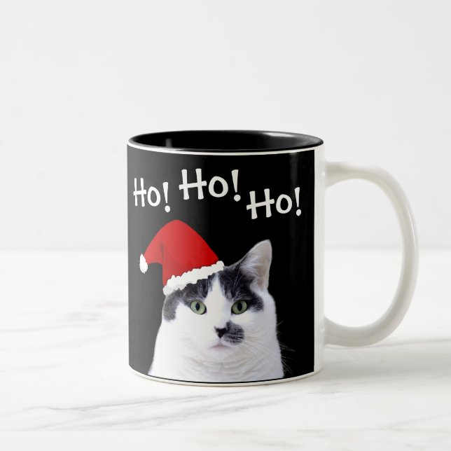 Caneca De Café Em Dois Tons Gato no Natal (Direita)