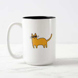 Caneca De Café Em Dois Tons Gato Óculos de Sol Legal