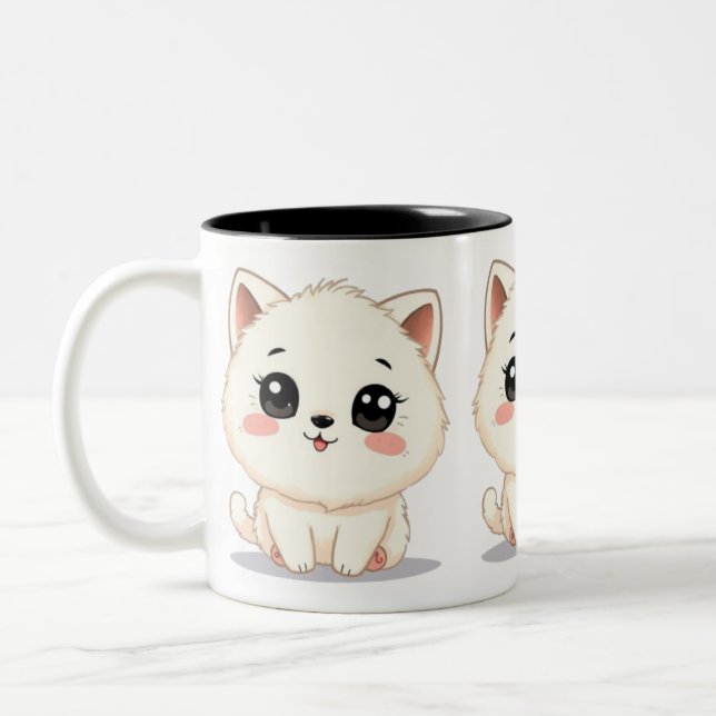 Caneca De Café Em Dois Tons Gato Pequeno e Bonito (Esquerda)