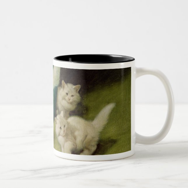 Caneca De Café Em Dois Tons Gato persa branco com dois gatinhos (Direita)