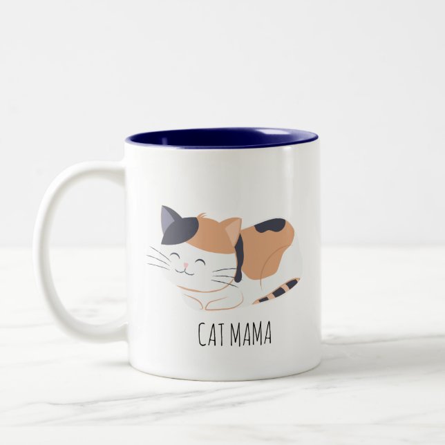 Caneca De Café Em Dois Tons Gato Personalizado de Gato Calico (Esquerda)