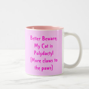 Caneca De Café Em Dois Tons Gato Polydactyl do relógio!