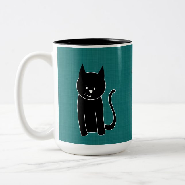 Caneca De Café Em Dois Tons Gato Preto (Esquerda)