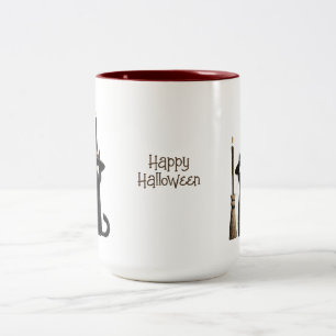 Caneca De Café Em Dois Tons Gato Preto Caprichoso Feliz Halloween