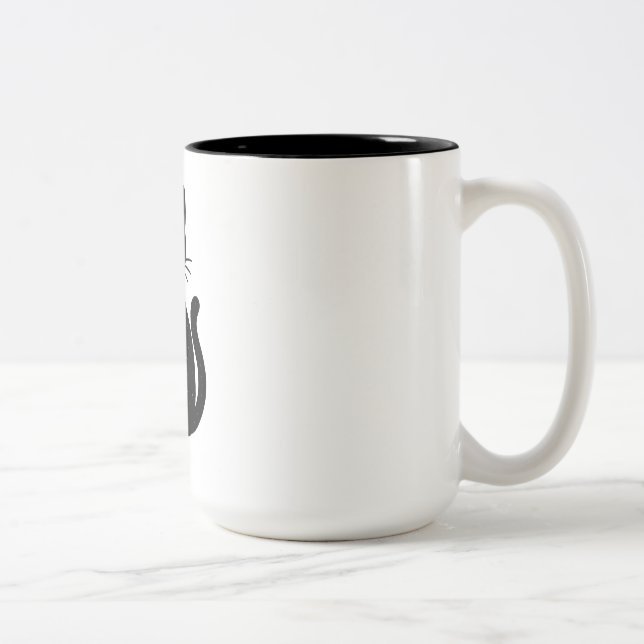 Caneca De Café Em Dois Tons Gato Preto Celestial com Lua Crescente | Místico  (Direita)