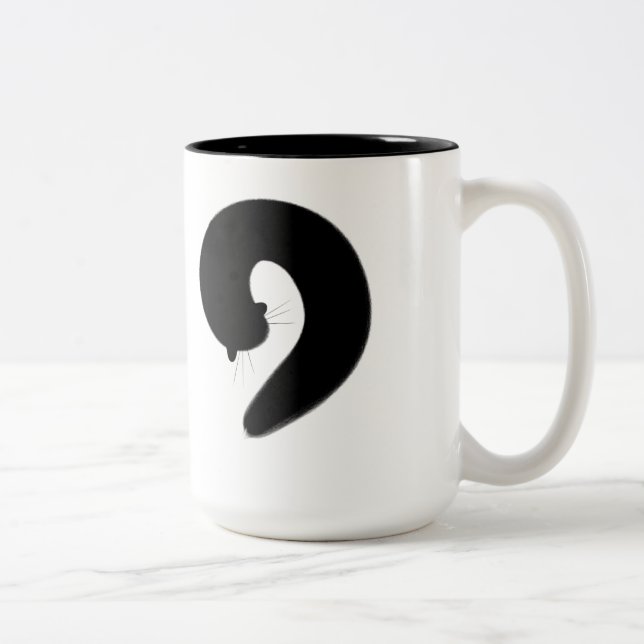 Caneca De Café Em Dois Tons Gato preto do sono de Enso do zen (Direita)