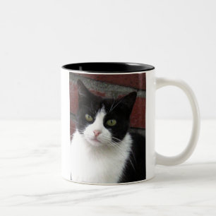 Caneca De Café Em Dois Tons gato preto e branco