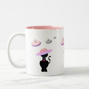 Caneca De Café Em Dois Tons Gato Preto e Pires Voadores