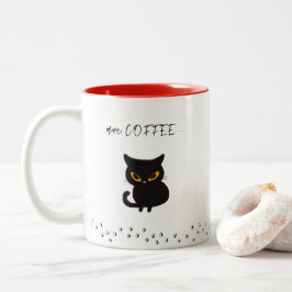 Caneca De Café Em Dois Tons Gato Preto Mal-Humorado Mais Café