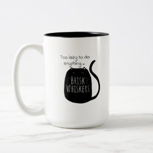 Caneca De Café Em Dois Tons Gato preto preguiçoso Mug