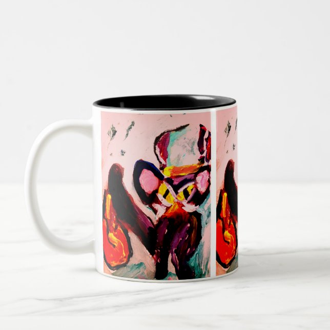 Caneca De Café Em Dois Tons Gato preto quarto de outono  (Esquerda)