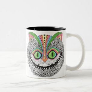 Caneca De Café Em Dois Tons Gato psicadélico de Cheshire