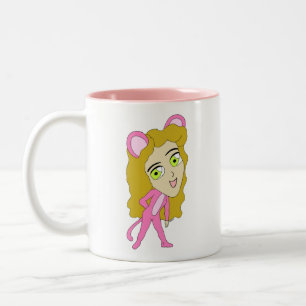 Caneca De Café Em Dois Tons gato rosa