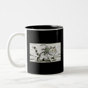 Caneca De Café Em Dois Tons Gato Sapo Meme Medieval Vintage Engraçado