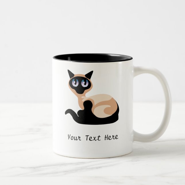Caneca De Café Em Dois Tons Gato Siamese (customizável) (Direita)