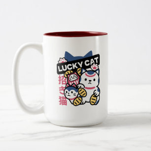 Caneca De Café Em Dois Tons Gato Sortudo Maneki Neko – Gato da Sorte Japonês