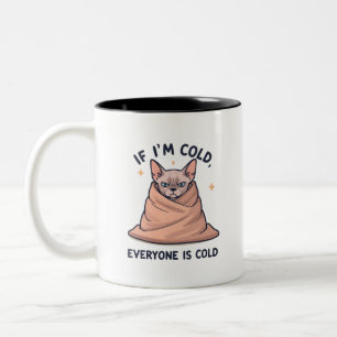 Caneca De Café Em Dois Tons Gato Sphynx Mal-Humorado Humor Frio Arte de Desenh