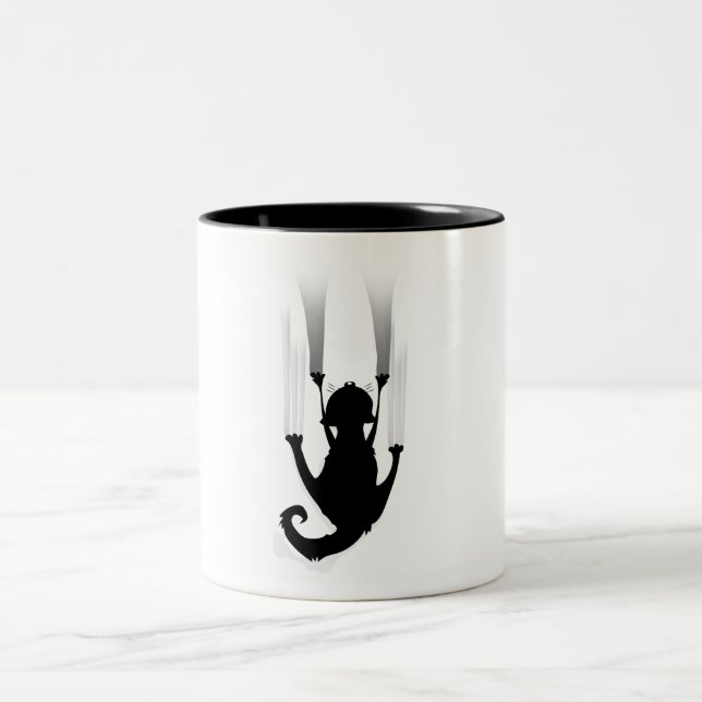 Caneca De Café Em Dois Tons Gato Subindo (Centro)