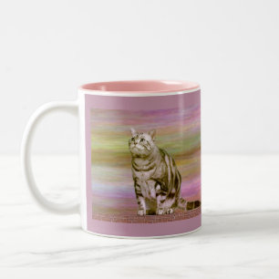Caneca De Café Em Dois Tons Gato Tabby Prateado