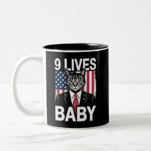 Caneca De Café Em Dois Tons Gato Trump 9 Vidas Bebê Divertido Gato Trump
