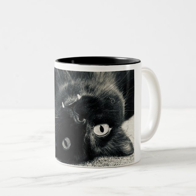 Caneca De Café Em Dois Tons Gato Vampiro (Frente Esquerda)
