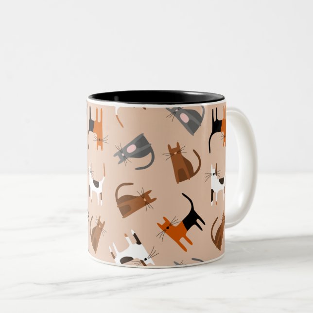 Caneca De Café Em Dois Tons Gatos (Frente Esquerda)