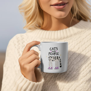 Caneca De Café Em Dois Tons Gatos Acima das Pessoas – Gato de Patins