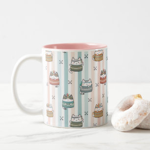Caneca De Café Em Dois Tons Gatos Boho Padrão Tribal