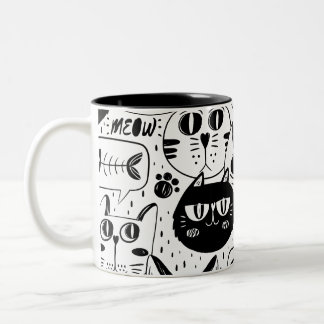 Caneca De Café Em Dois Tons Gatos bonitos