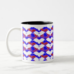 Caneca De Café Em Dois Tons Gatos Brancos E Arcos Cor-De-Rosa Azul