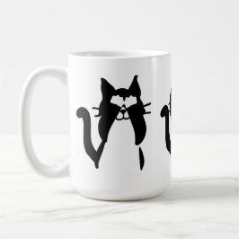 Caneca De Café Em Dois Tons Gatos Brancos Pretos | Três Gatinhos