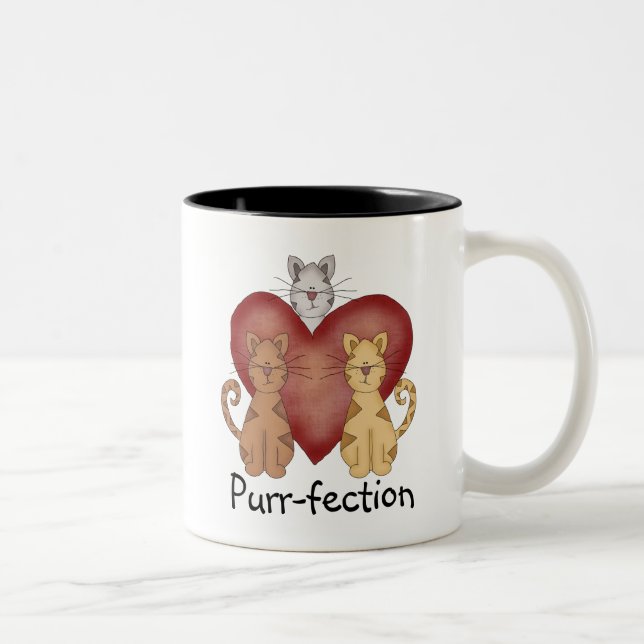 Caneca De Café Em Dois Tons Gatos Camisetas de Purr-fecção e presentes (Direita)