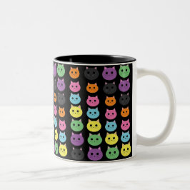 Caneca De Café Em Dois Tons Gatos Coloridos