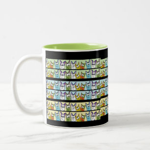 Caneca De Café Em Dois Tons Gatos Coloridos Com Lineup Do gatinho