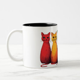 Caneca De Café Em Dois Tons Gatos Cotovelos