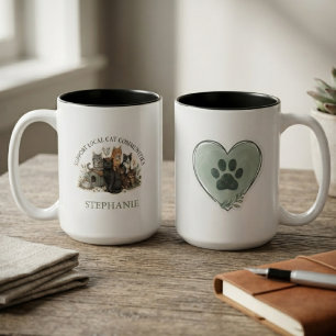 Caneca De Café Em Dois Tons Gatos da Comunidade Vintage Devotos Sábios