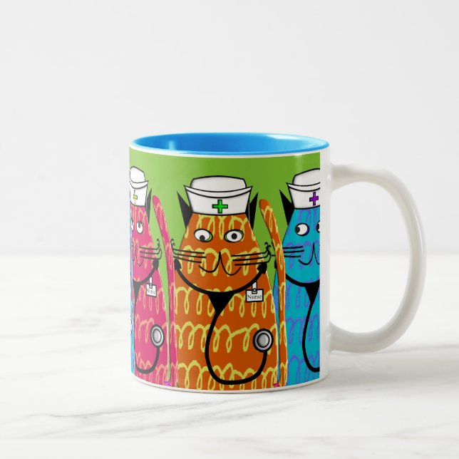 Caneca De Café Em Dois Tons Gatos da enfermeira (Direita)