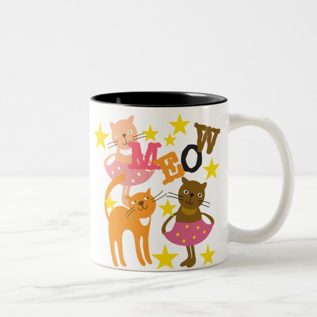 Caneca De Café Em Dois Tons Gatos Dançantes (Direita)