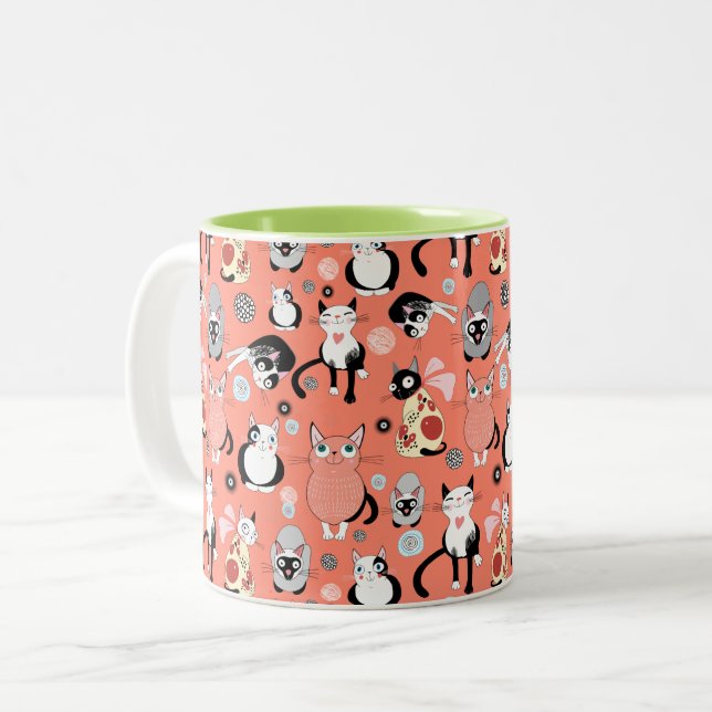 Caneca De Café Em Dois Tons Gatos de Cartografia Diversos (Frente Esquerda)