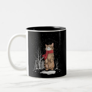 Caneca De Café Em Dois Tons Gatos de Natal Meowy Presente Divertido de Gatinho