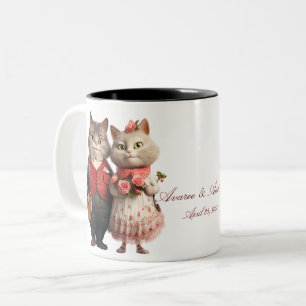 Caneca De Café Em Dois Tons Gatos de noiva e de noiva