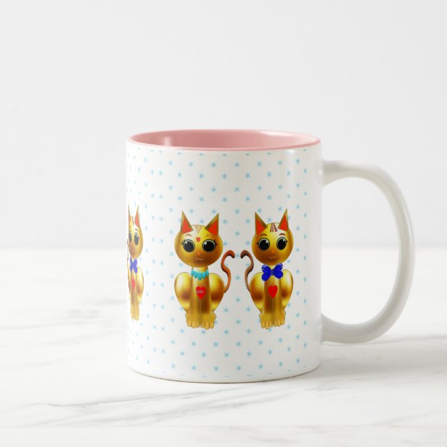 Caneca De Café Em Dois Tons Gatos de ouro em grão (Direita)