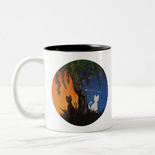 Caneca De Café Em Dois Tons Gatos Dia/Noite