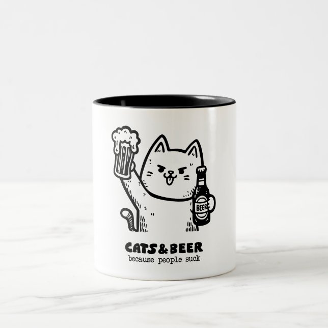 Caneca De Café Em Dois Tons Gatos e cerveja 1 (Centro)