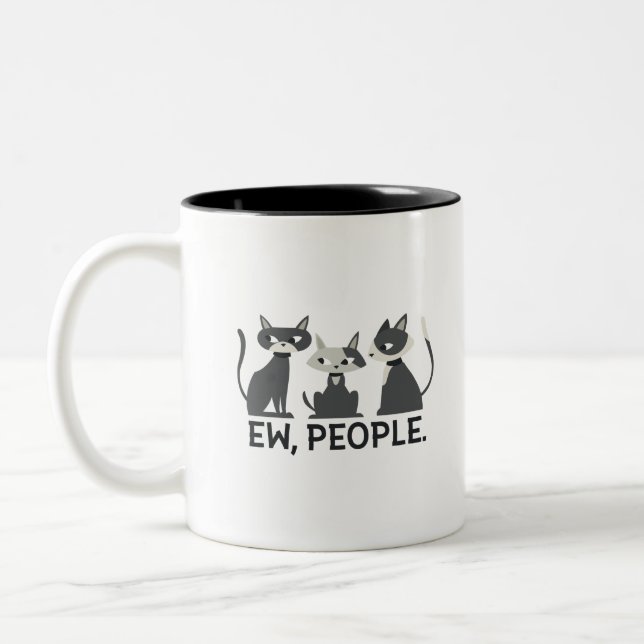 Caneca De Café Em Dois Tons Gatos,Eca,Pessoas (Esquerda)